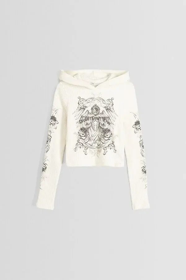 Thumbnail: Bershka Desenli kapüşonlu sweatshirt