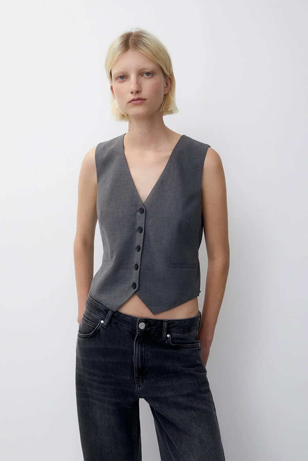 Pull & Bear Düğmeli klasik yelek