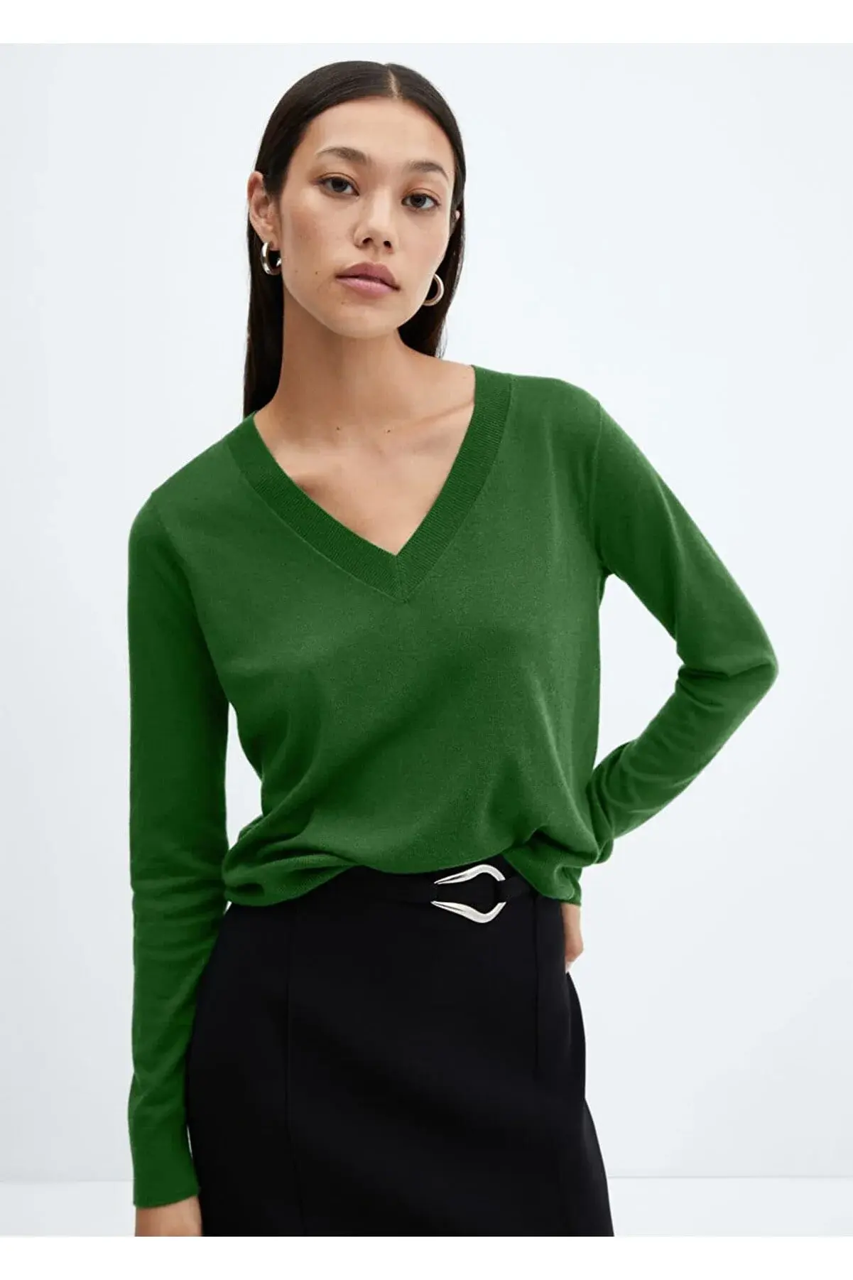 Mango V yaka ince triko kazak