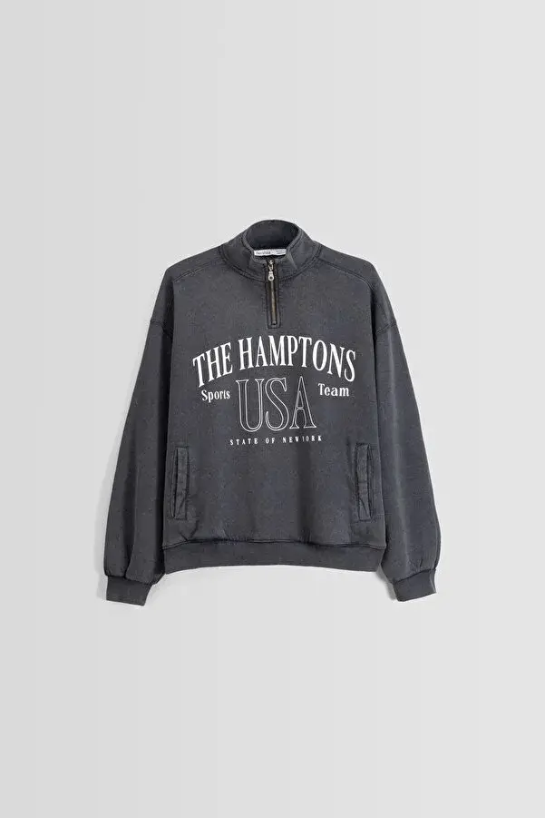 Thumbnail: Bershka Baskılı fermuarlı sweatshirt