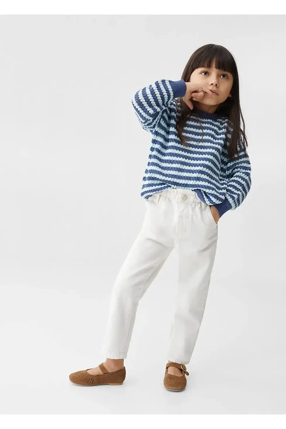 Thumbnail: MANGO Baby Çizgili Delikli Örgü Kazak