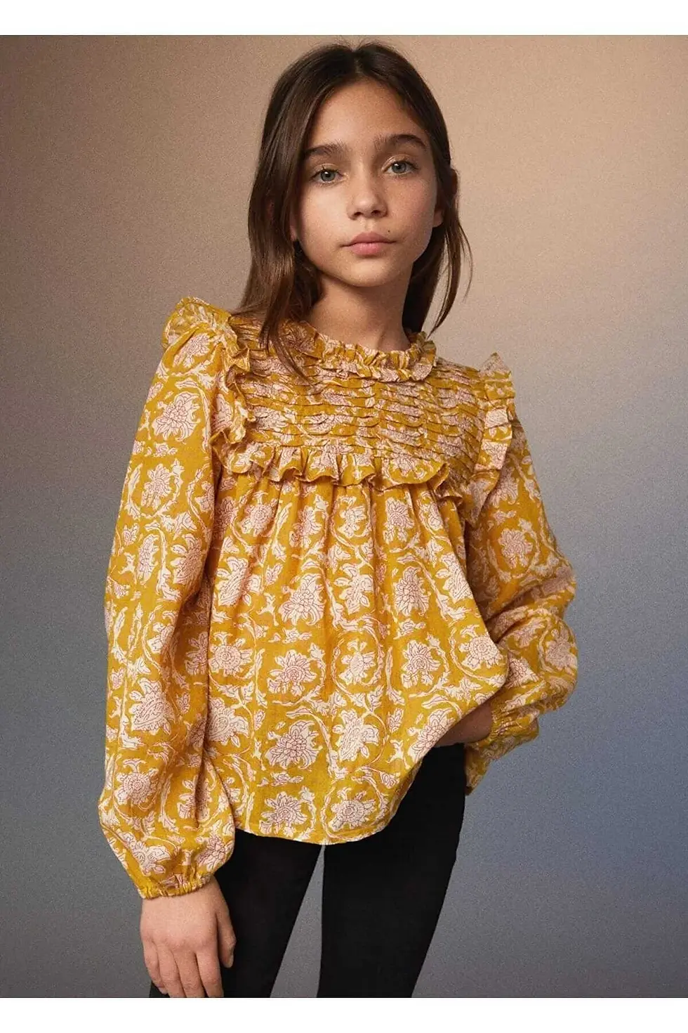 Миниатюра: MANGO Kids Fırfırlı Ve Büzgülü Bluz