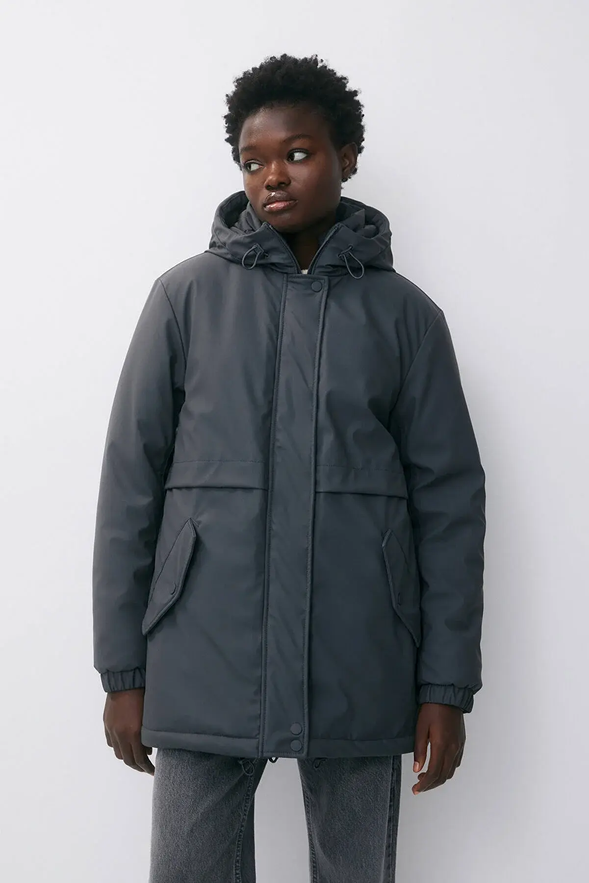 Pull & Bear Suni yünlü astarlı yağmurluk