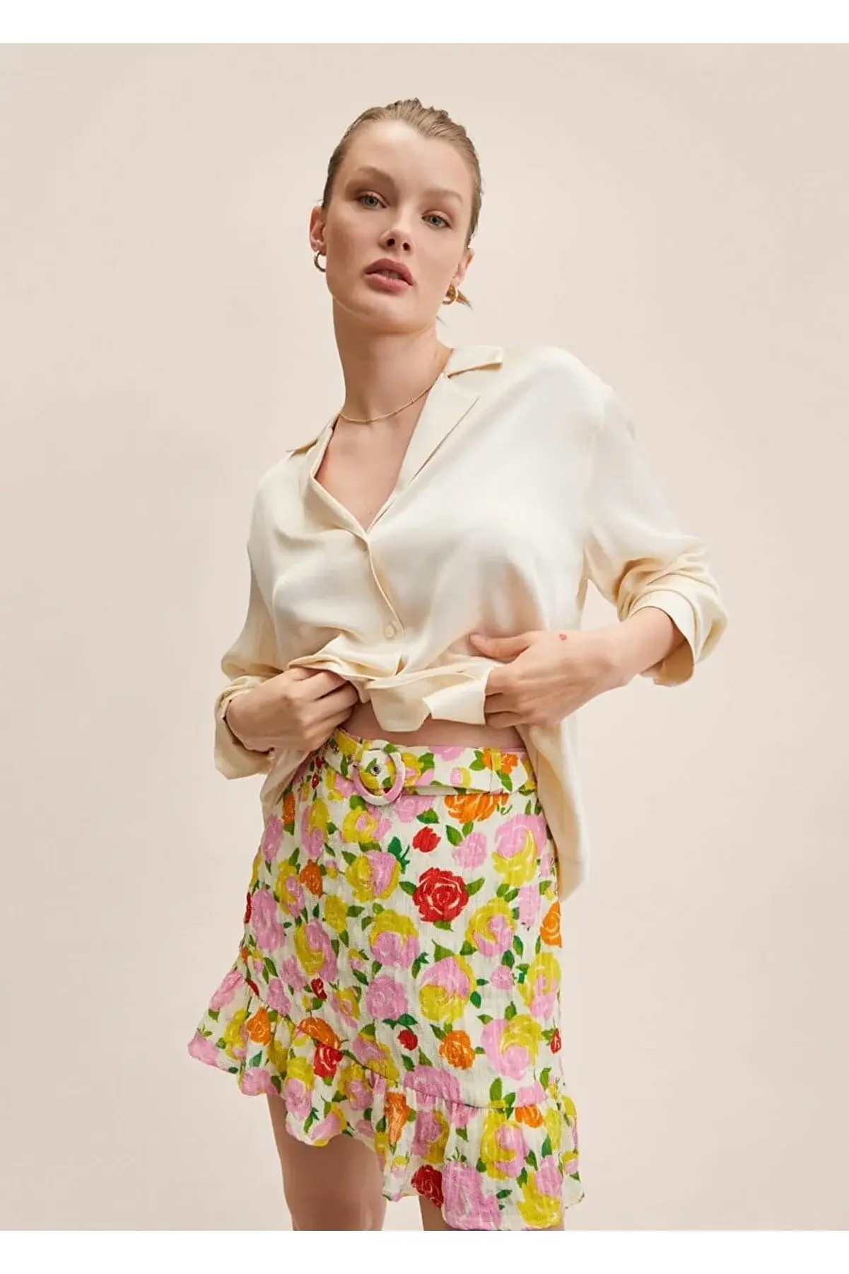 Mango Çiçek Desenli Mini Etek