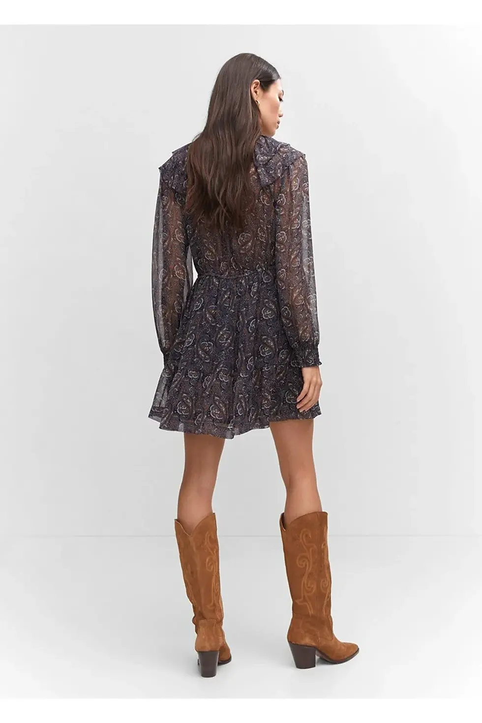 Миниатюра: MANGO Desenli şifon elbise