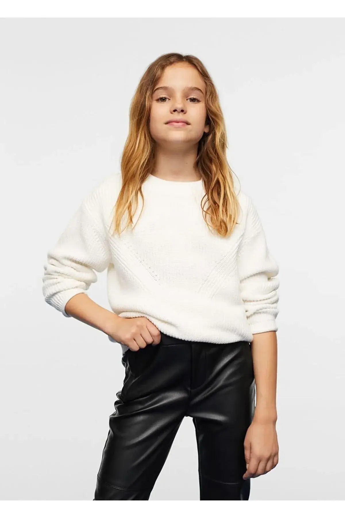 MANGO Kids Deri Görünümlü Pantolon