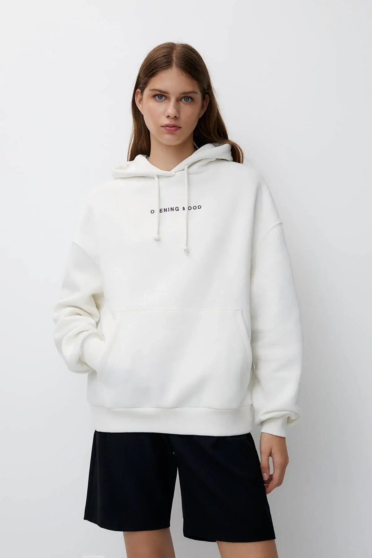 Pull & Bear Kapüşonu yazı baskılı sweatshirt