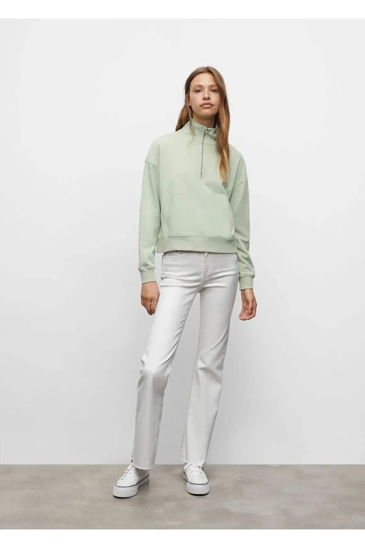 Mango Teen Fermuarlı Yüksek Yaka Sweatshirt