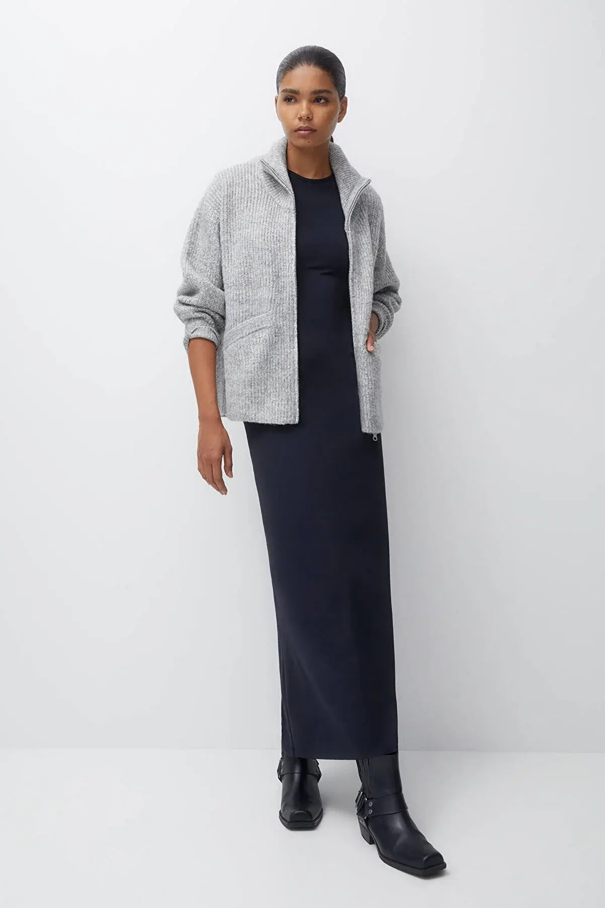 Pull & Bear Fermuarlı oversize hırka