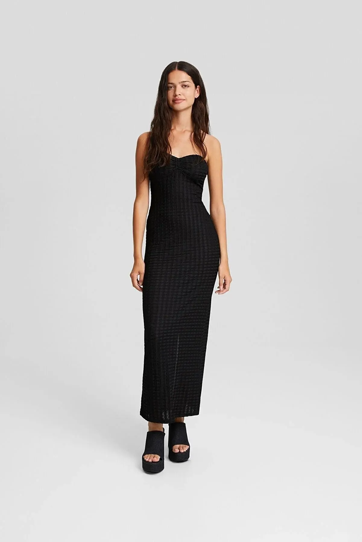 Bershka Uzun rustik bandeau elbise