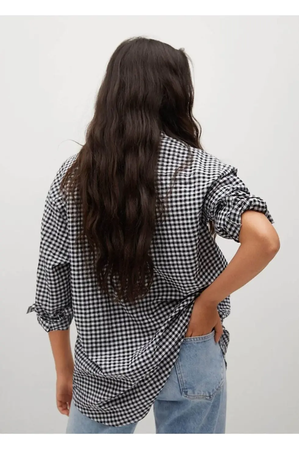 Thumbnail: MANGO Kadın Siyah Geniş Kesim Koton Gömlek