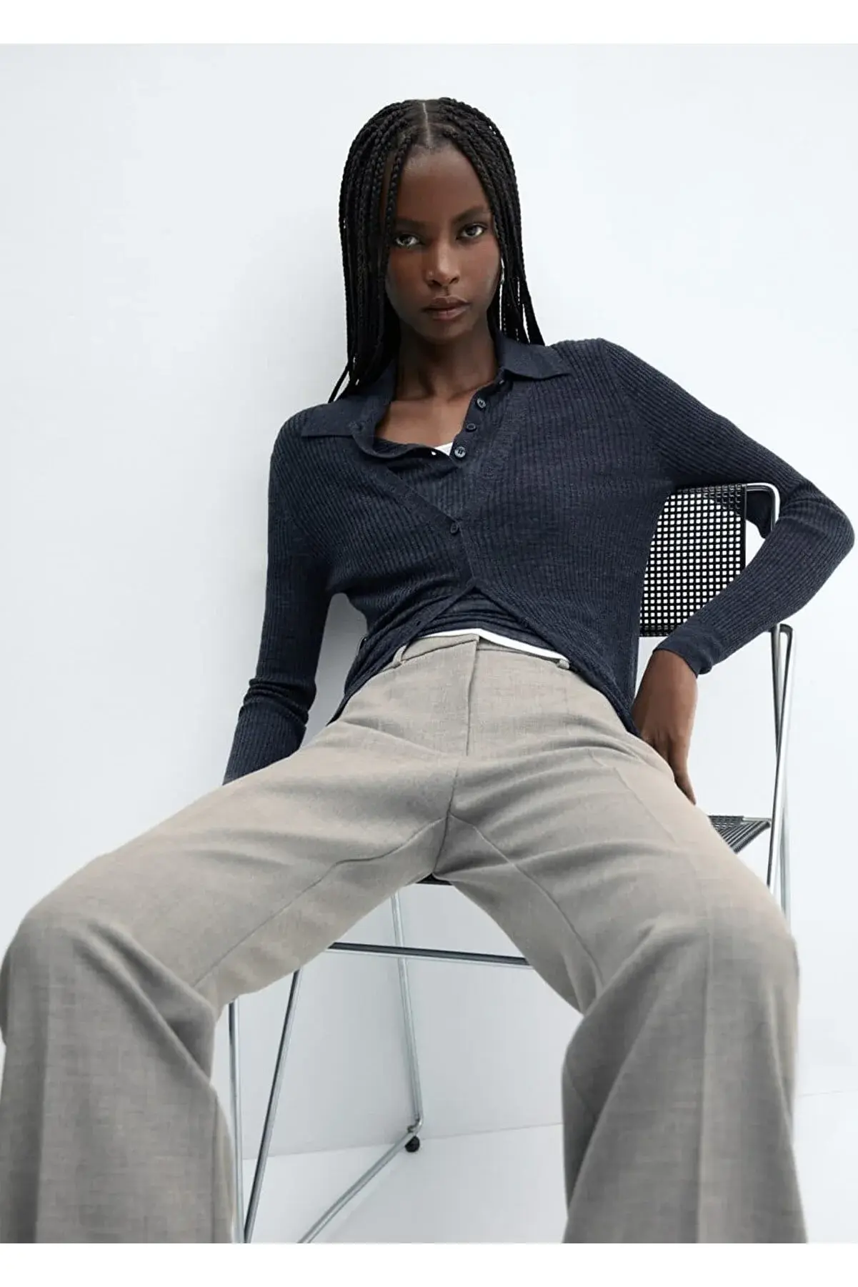 Mango Wideleg Kırçıllı Pantolon