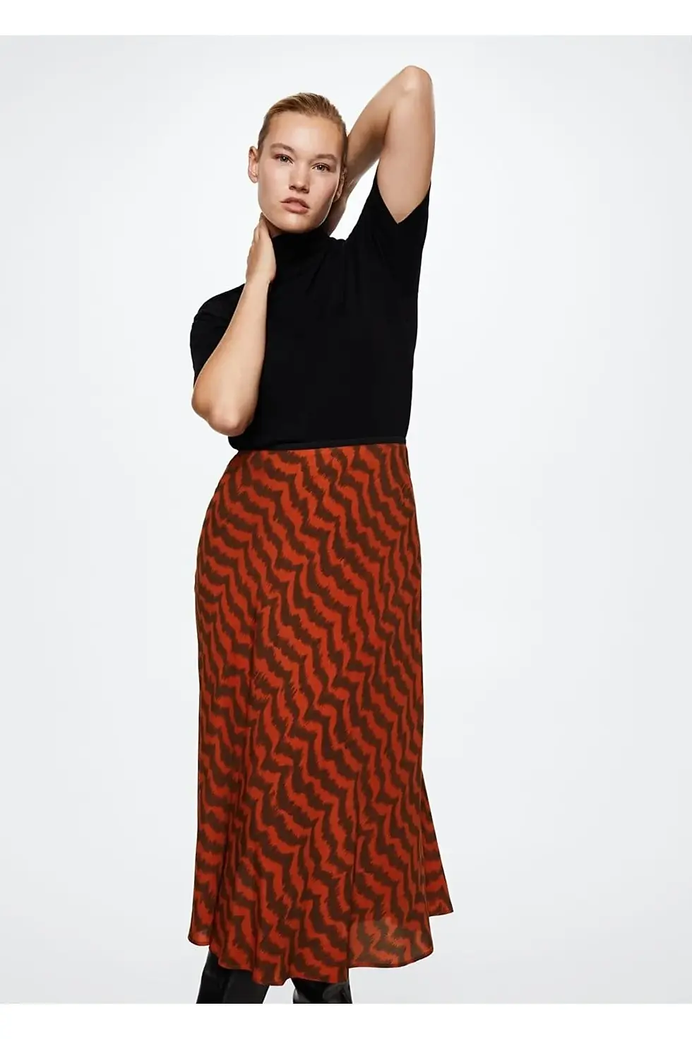 Thumbnail: Mango Desenli Midi Etek