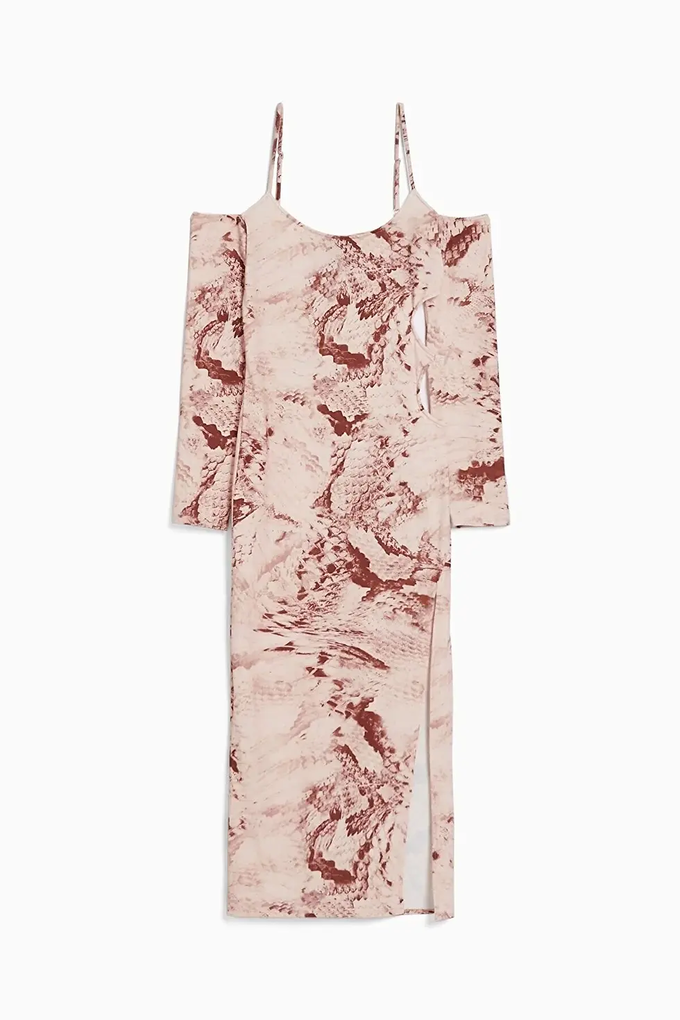 Thumbnail: Bershka Dekolte Detaylı Desenli Uzun Asimetrik Elbise