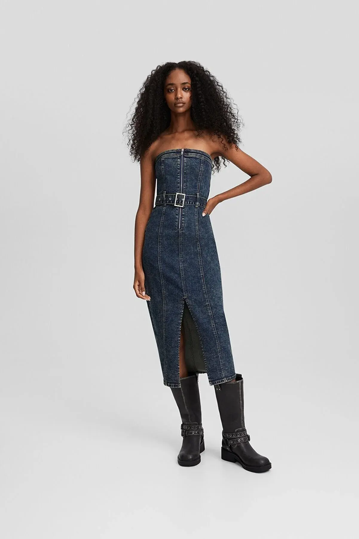 Bershka Denim midi elbise