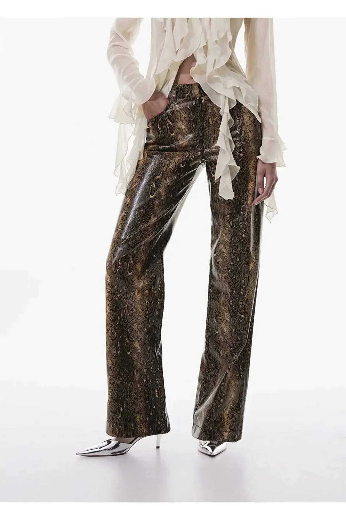 Mango Yılan derisi desenli pantolon