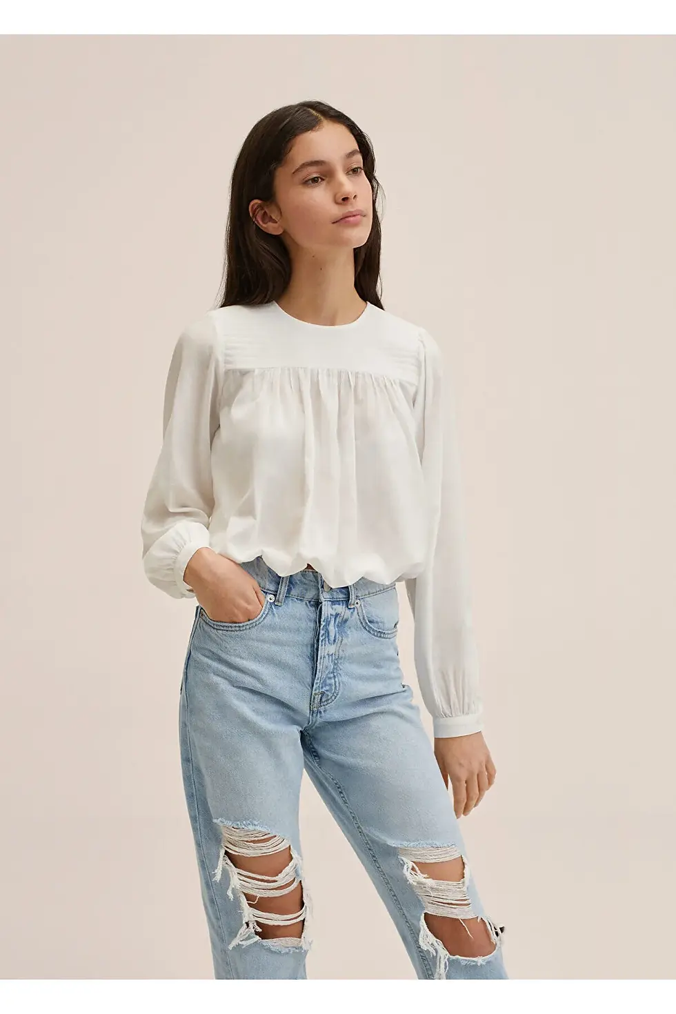 Thumbnail: MANGO Kids Kız Çocuk Kırık Beyaz Bluz