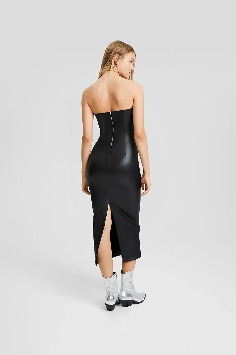 Thumbnail: Bershka Suni deri bandeau midi elbise