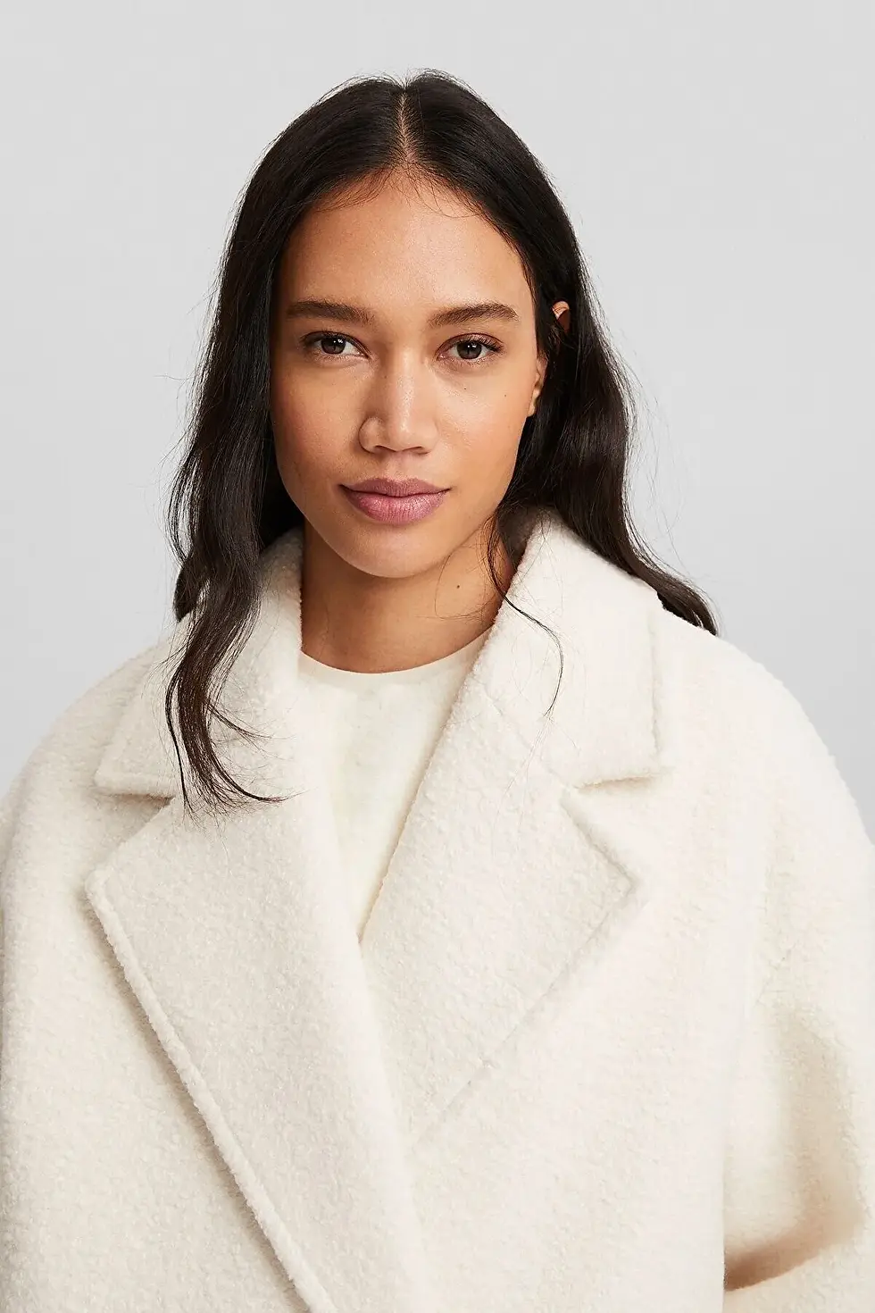 Миниатюра: Bershka Kruvaze çift düğmeli buklet uzun kaban