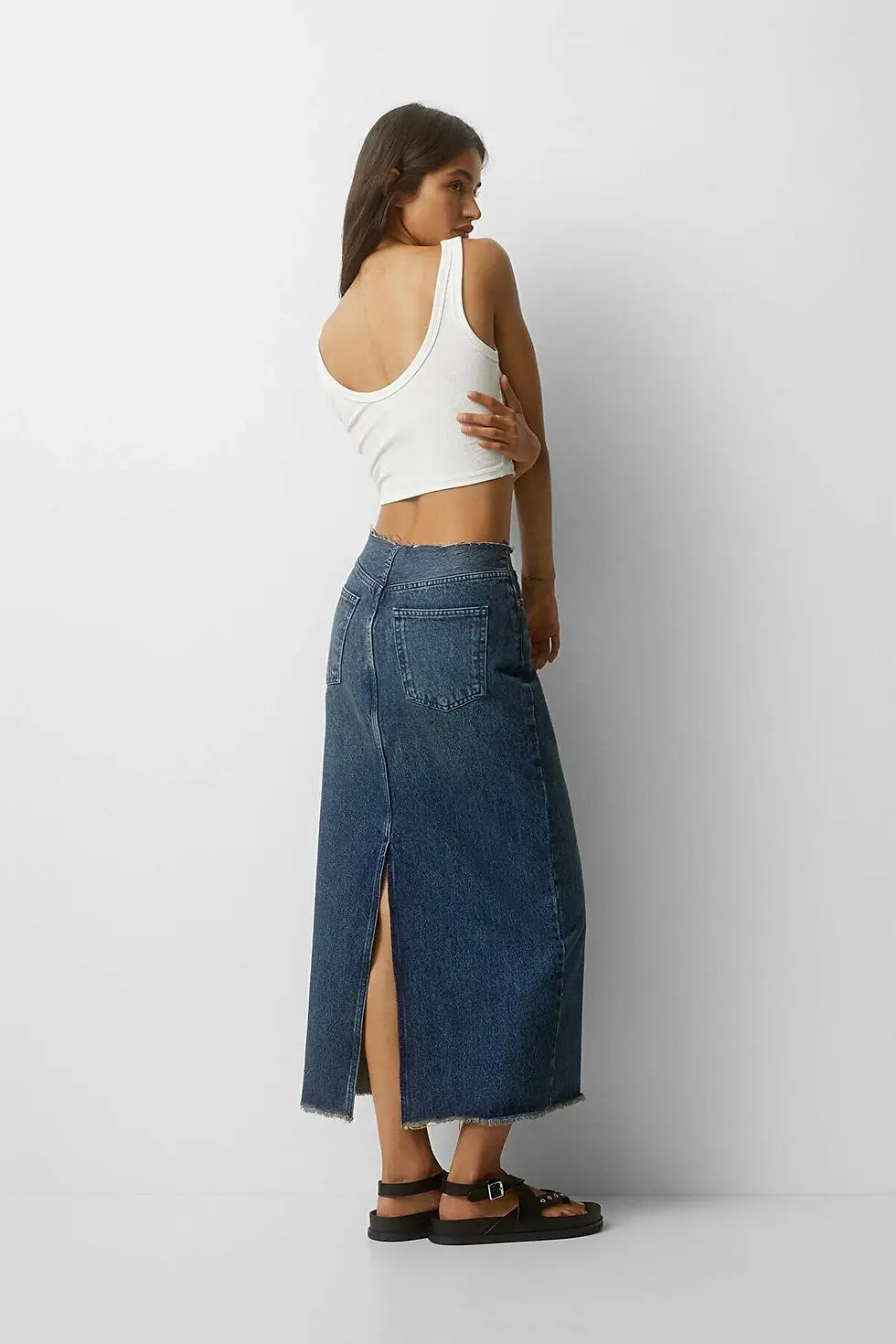 Thumbnail: Pull & Bear Bel bantsız maksi denim etek