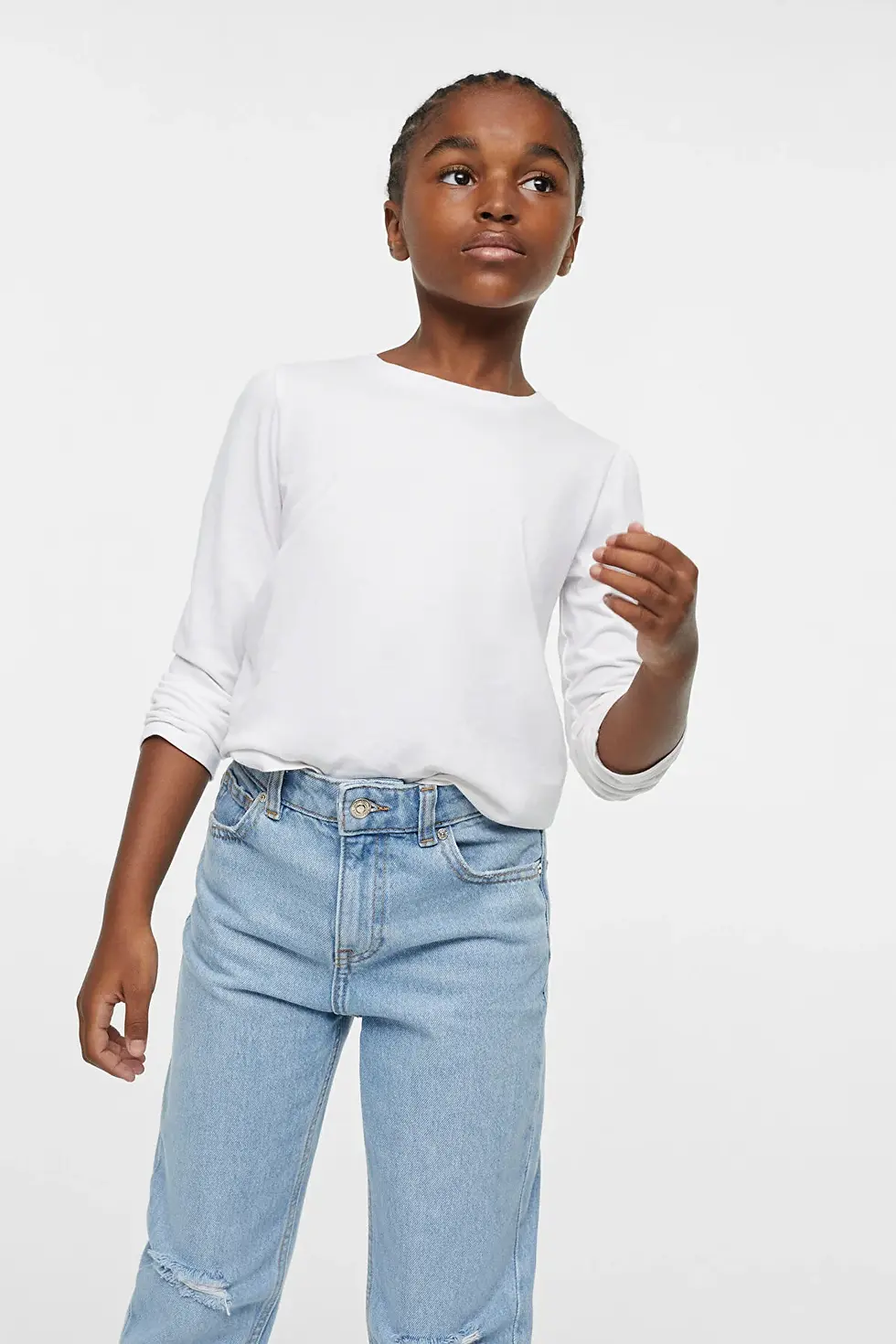 Thumbnail: MANGO Kids Kız Çocuk Orta Denim Rengi Pantolon