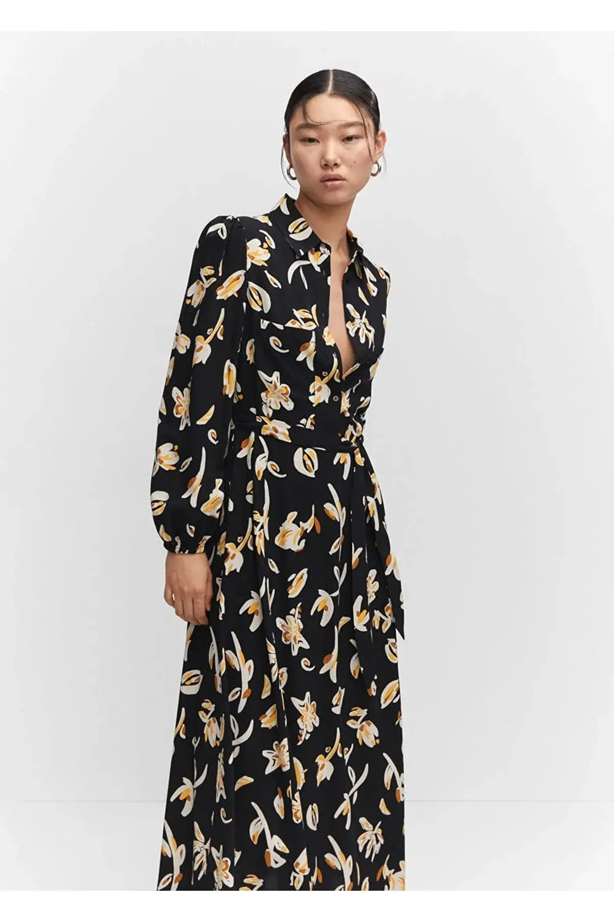 Mango Desenli Gömlek Elbise