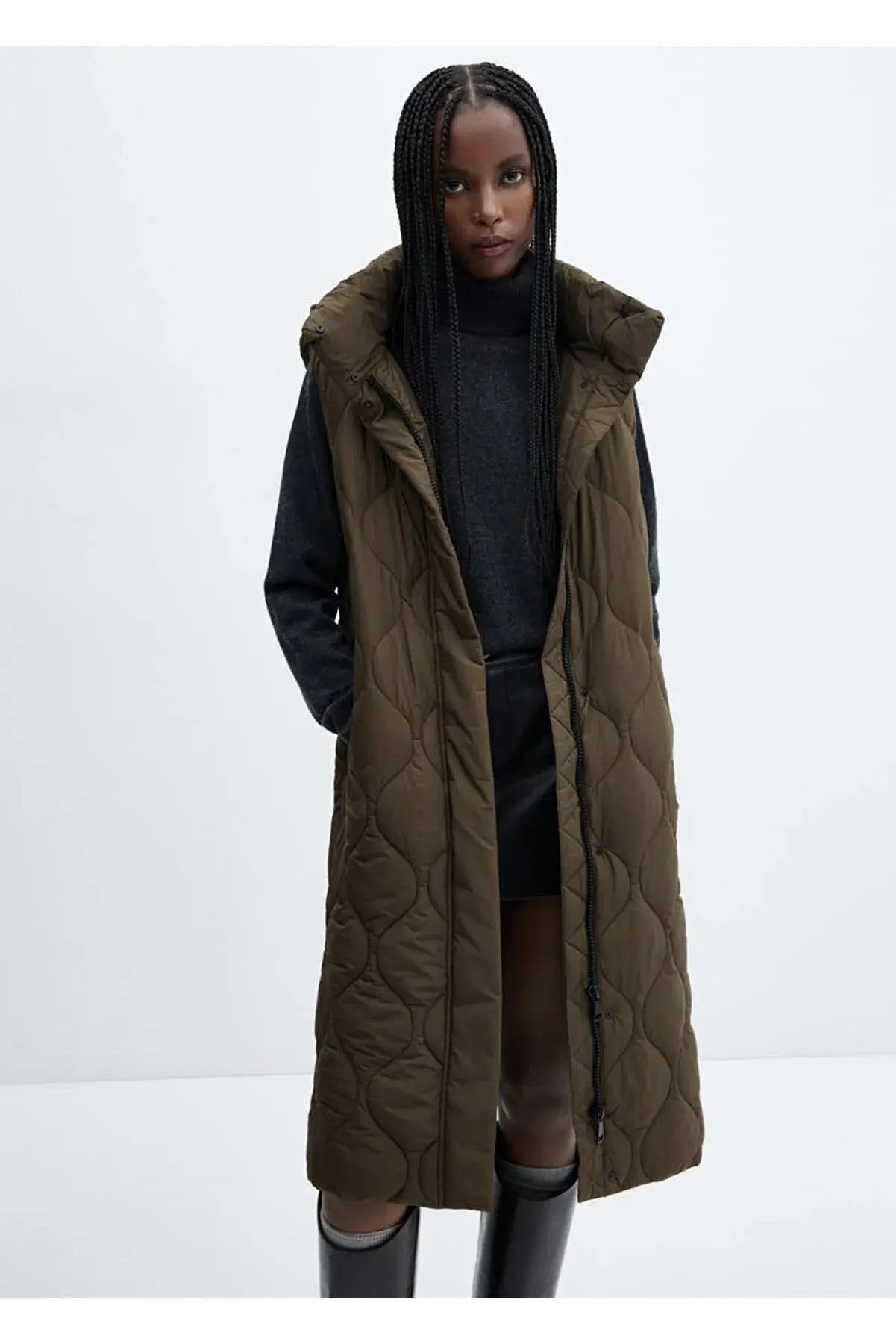 Mango  Uzun kapitone yelek