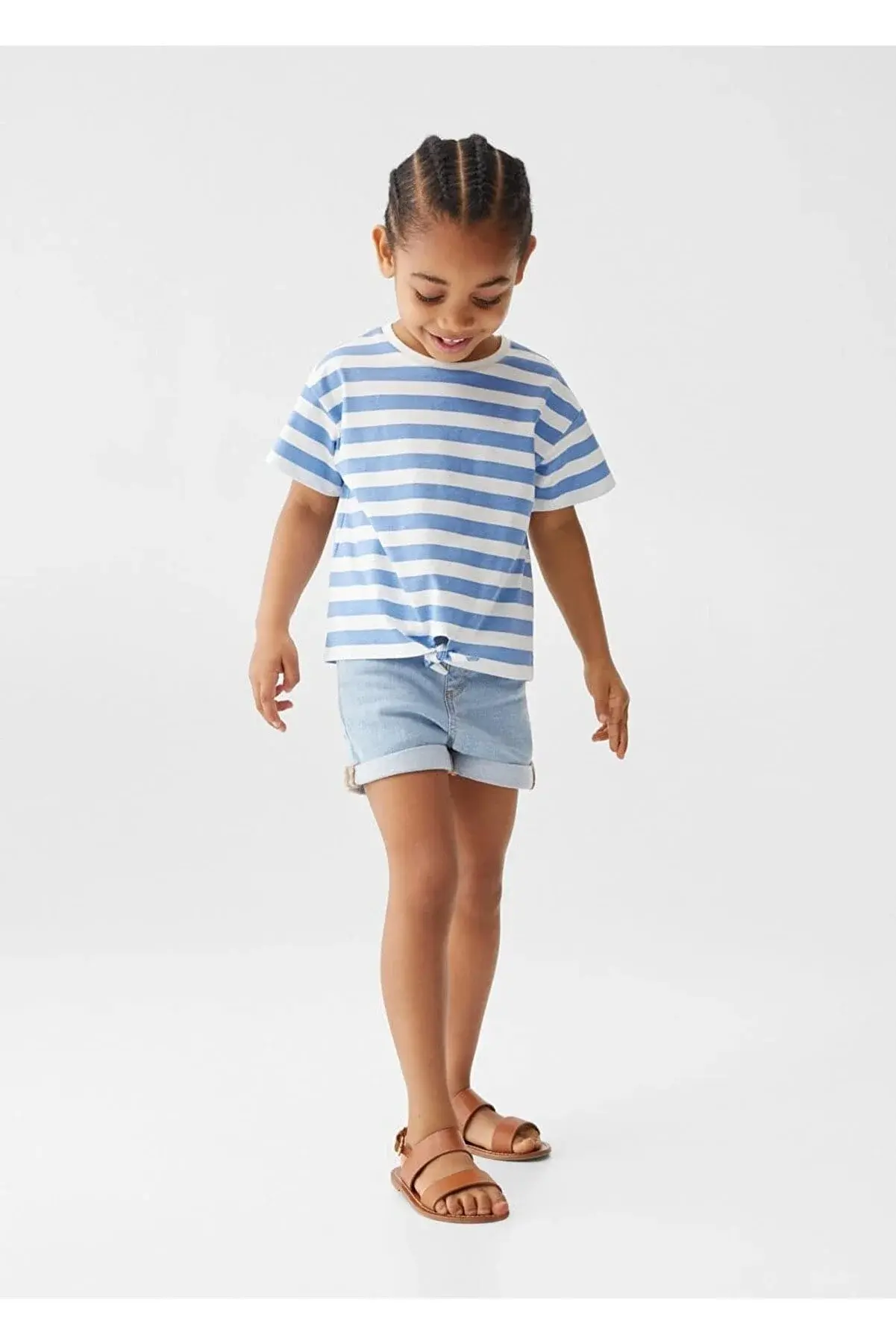 MANGO Baby Düğümlü Çizgili Tişört