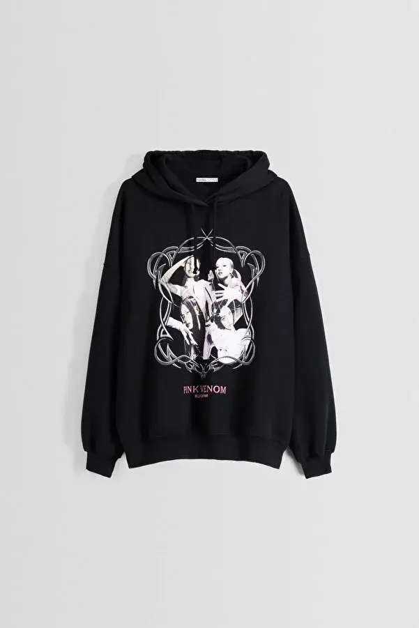 Thumbnail: Bershka Blackpink baskılı kapüşonlu sweatshirt