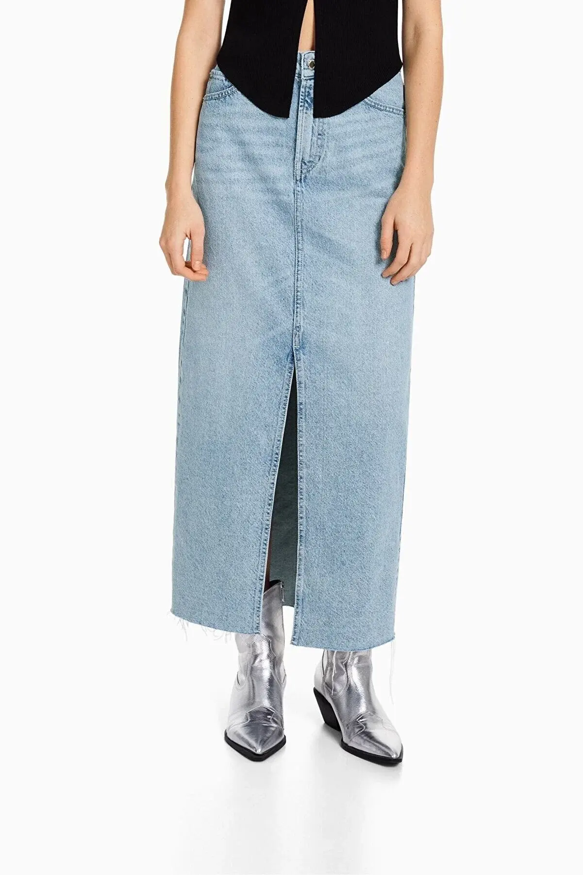 Bershka Uzun Denim Etek