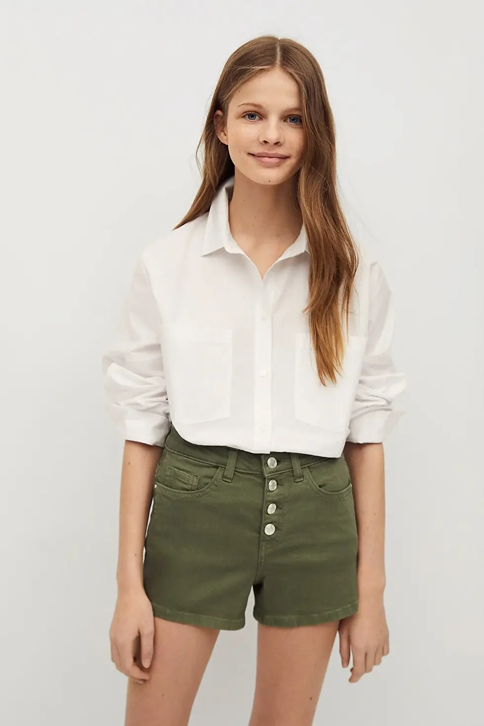 Thumbnail: MANGO Kids Kız Çocuk Haki Şort & Bermuda