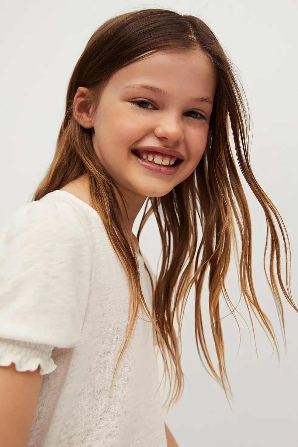 Thumbnail: MANGO Kids Kız Çocuk Ekru T-Shirt