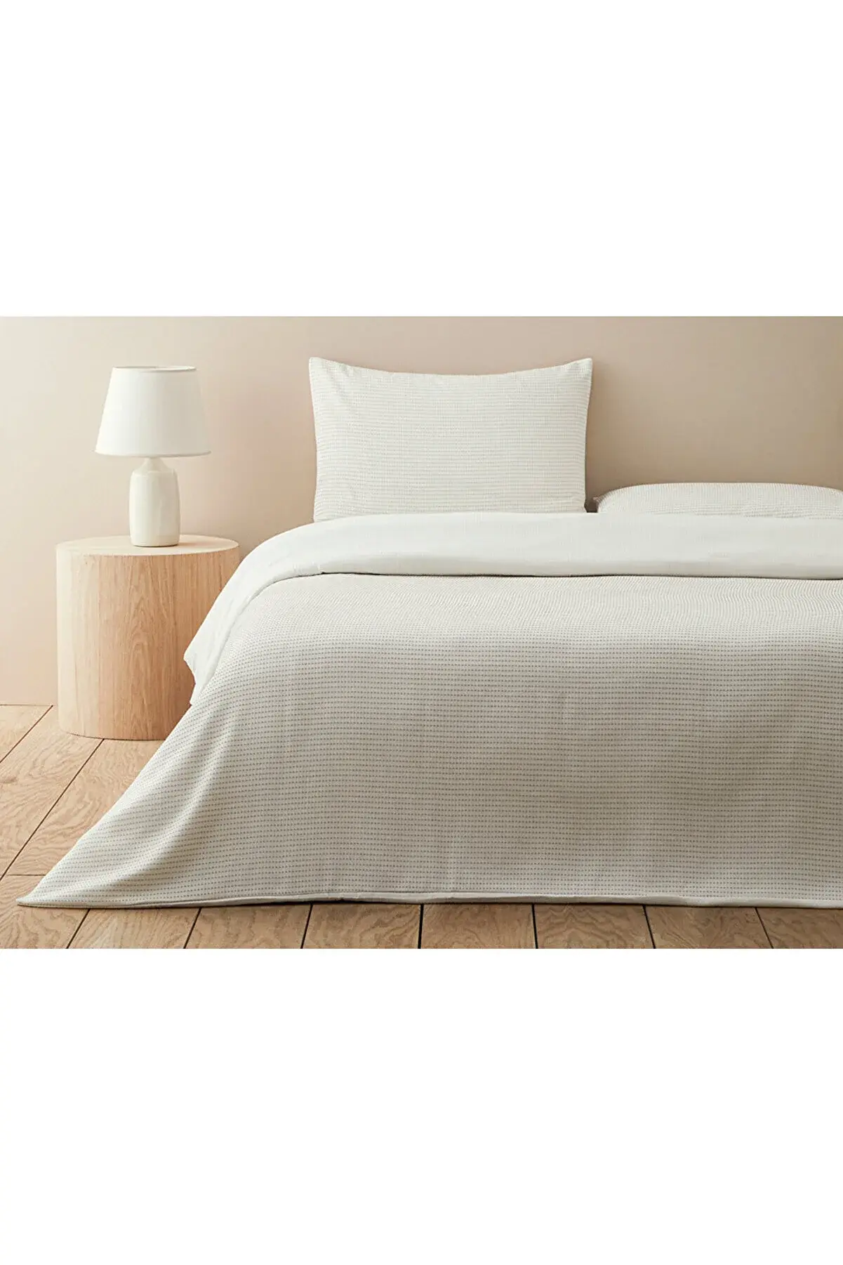 English Home Ode Şönil İplikli İpliği Boyalı Tek Kişilik Nevresim Takımı Bej