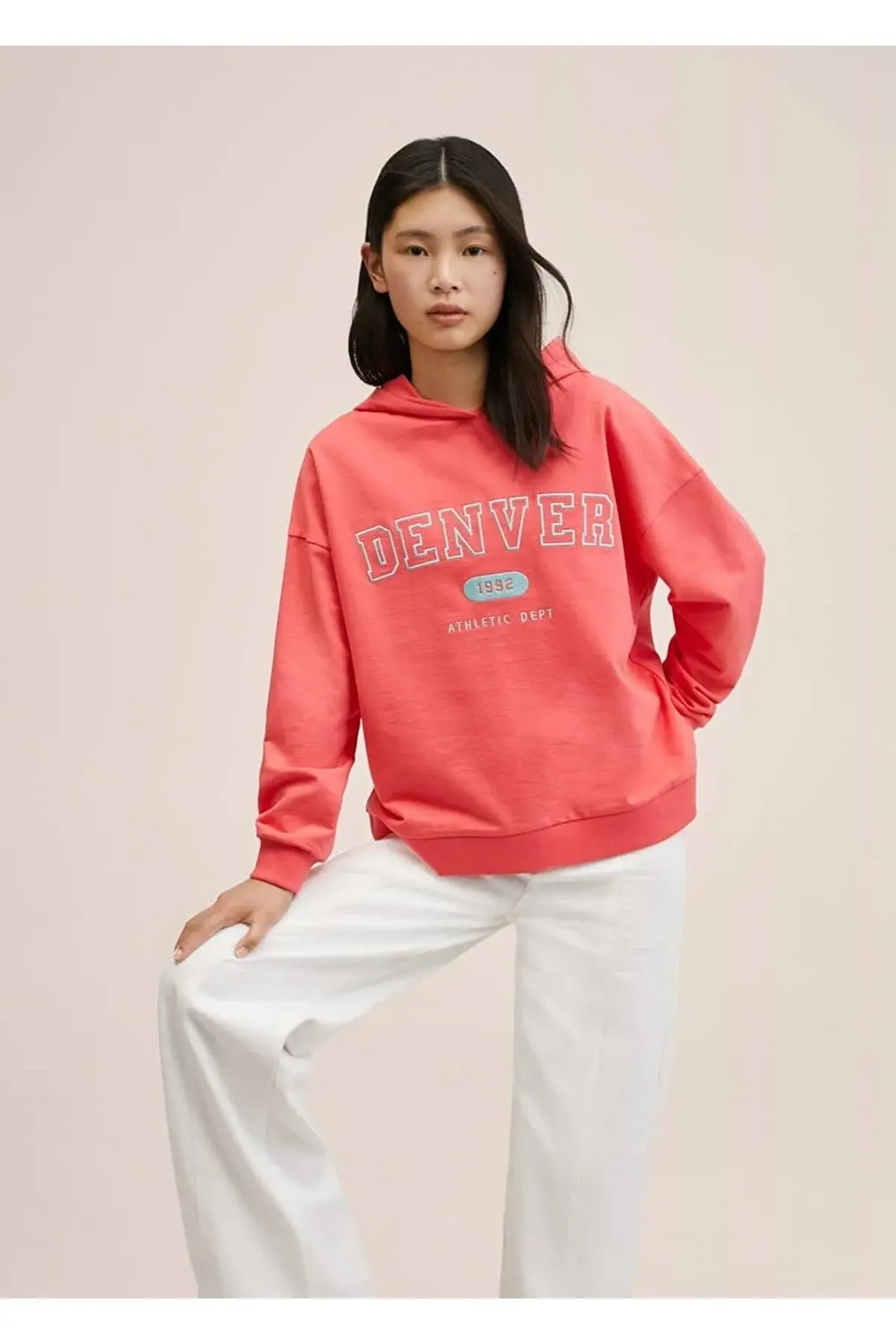 Mango Teen Desenli Kapüşonlu Sweatshirt
