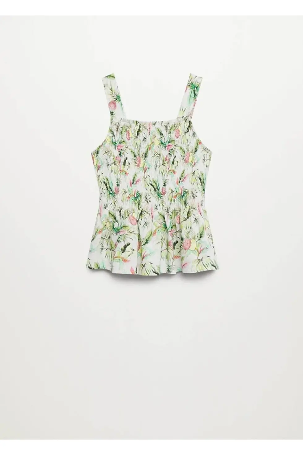 Thumbnail: MANGO Kids Kız Çocuk Kırık Beyaz Büzgülü Desenli Bluz