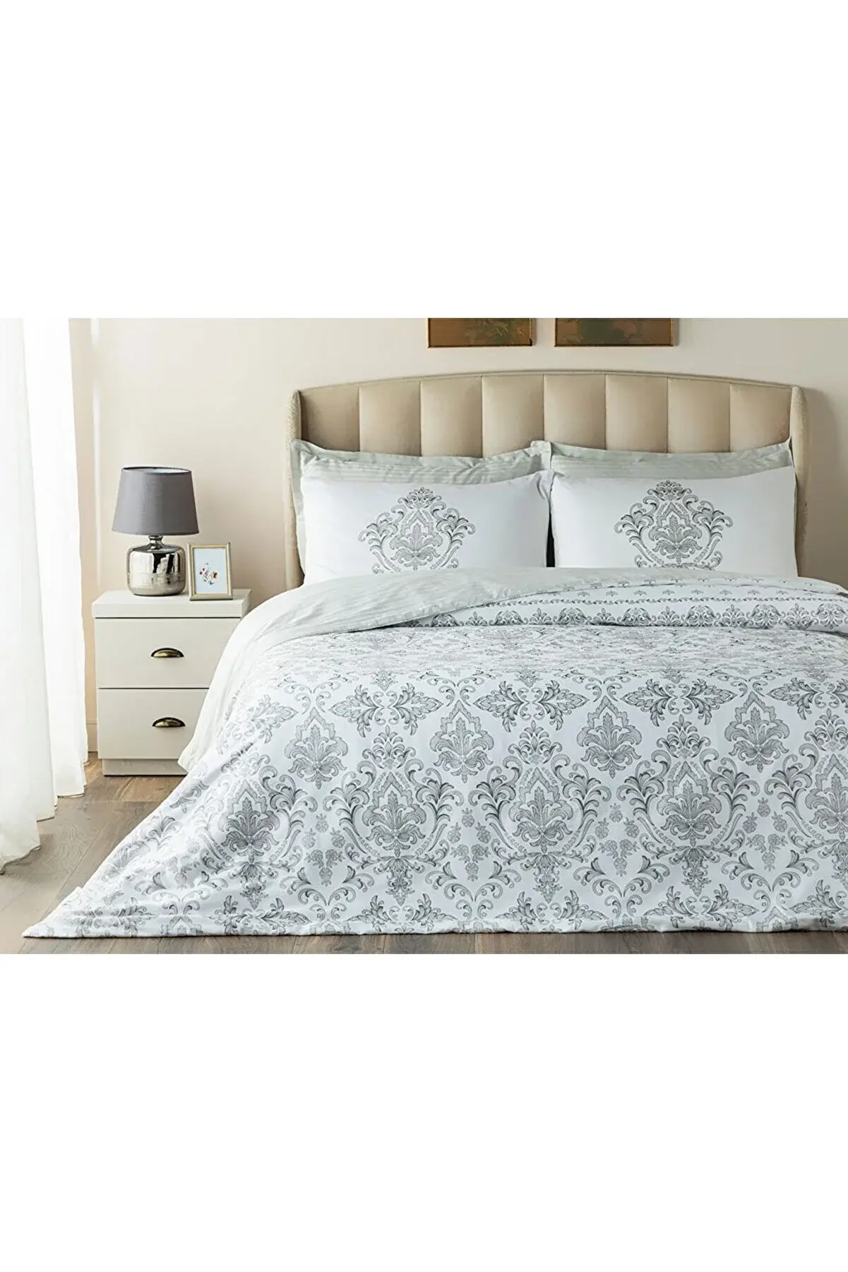 English Home Elegant Crown Pamuk Saten Çift Kişilik Nevresim Takımı 200x220 Cm G