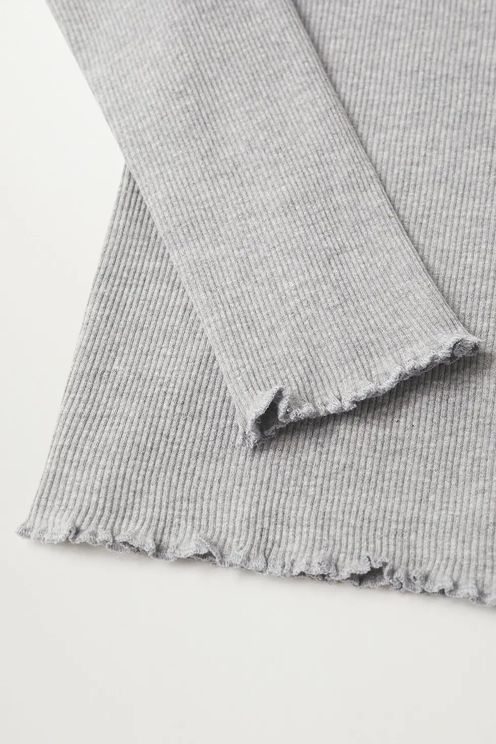 Thumbnail: MANGO Kids Kız Çocuk Açık Kırçıllı Gri Uzun Kollu T-Shirt