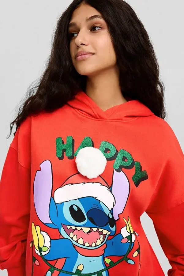 Thumbnail: Bershka Stitch baskılı kapüşonlu sweatshirt