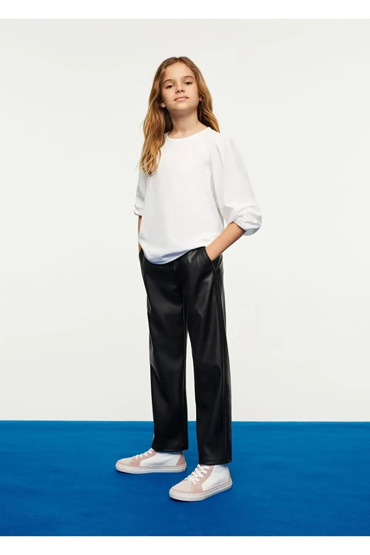 MANGO Kids Deri Görünümlü Pantolon