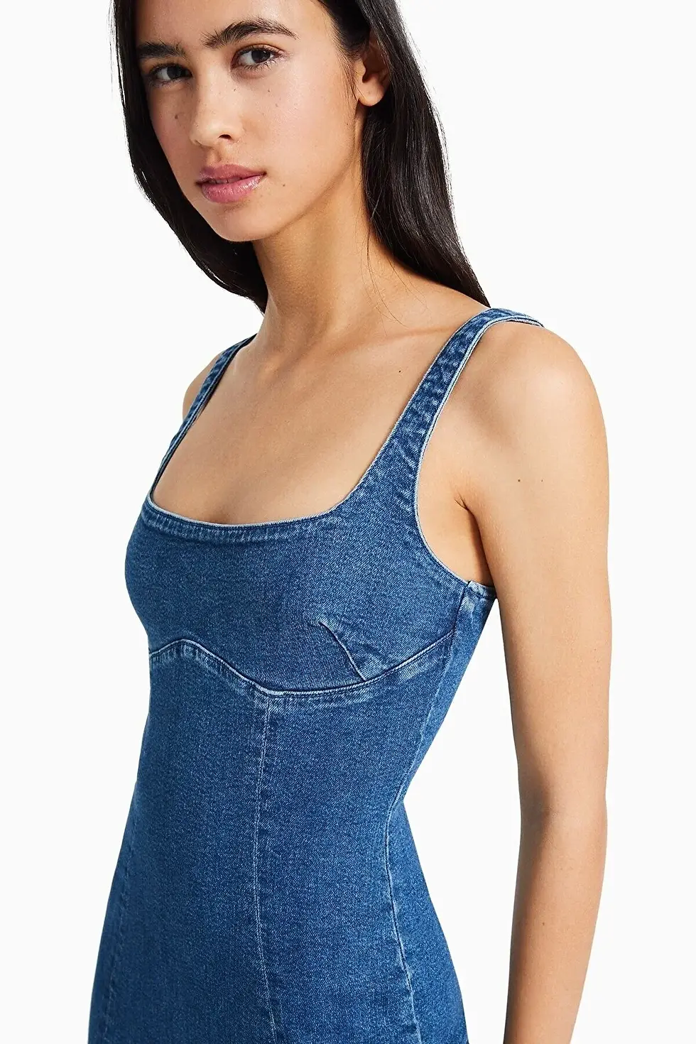 Thumbnail: Bershka Askılı Uzun Denim Elbise