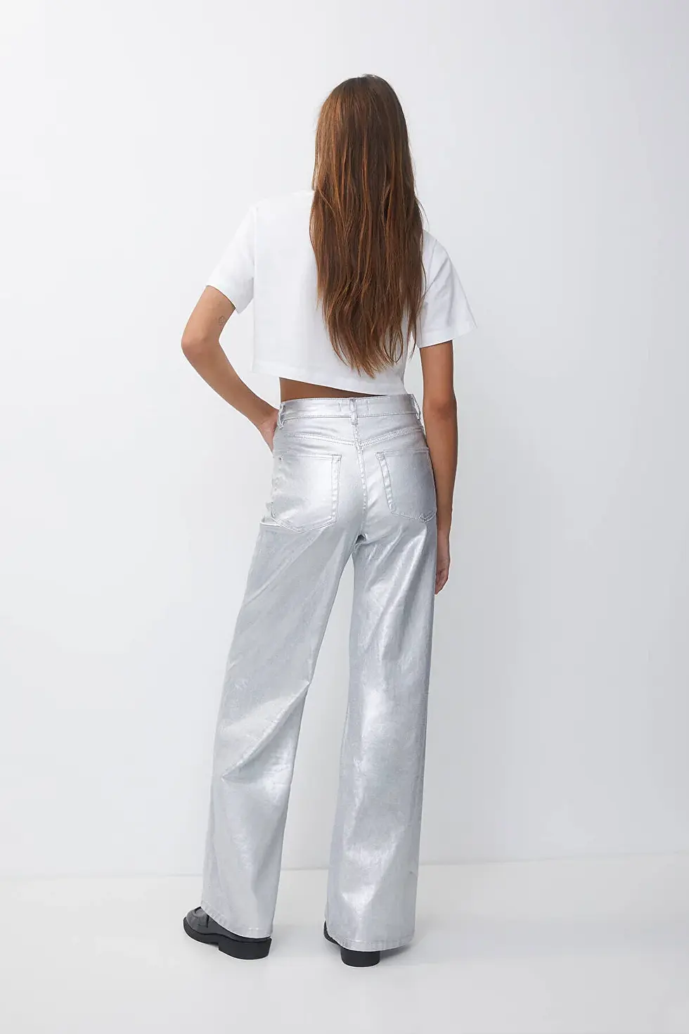 Thumbnail: Pull & Bear Wide leg metalik pantolon