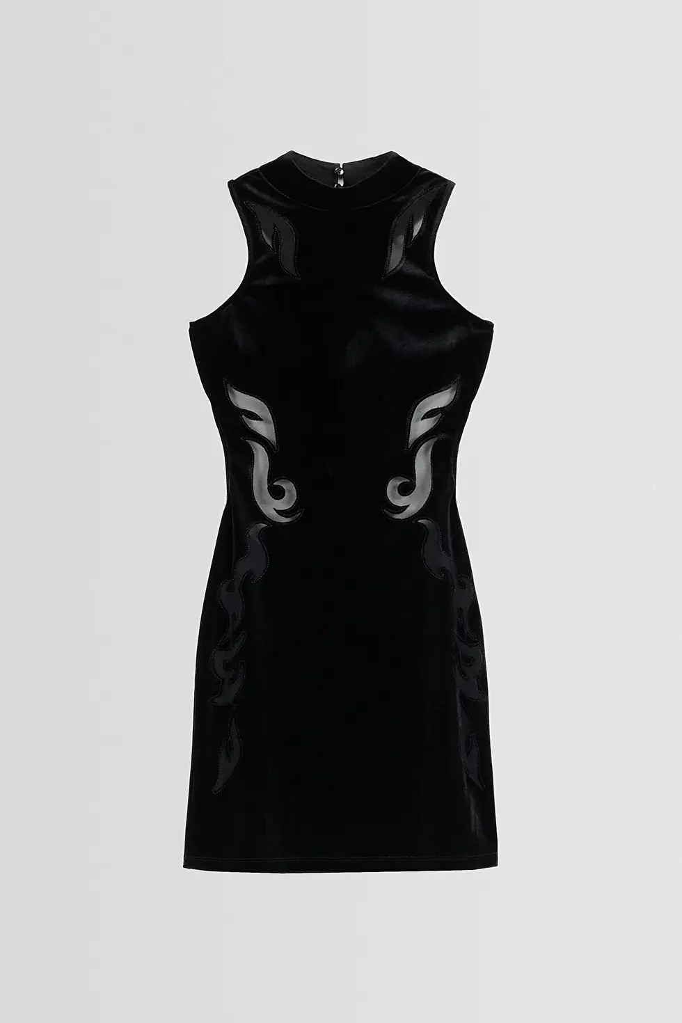 Thumbnail: Bershka Transparan detaylı kolsuz kontrast kadife tül mini elbise