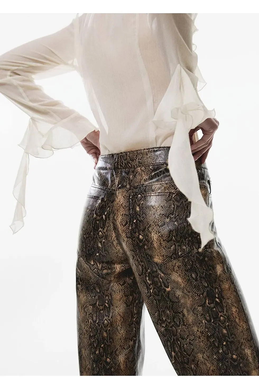 Миниатюра: Mango Yılan derisi desenli pantolon