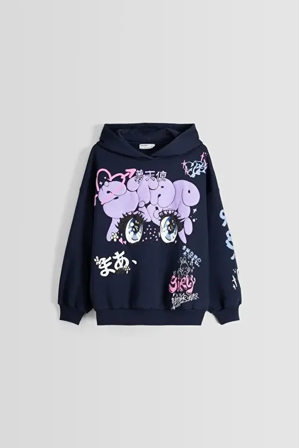 Миниатюра: Bershka Desenli kapüşonlu sweatshirt