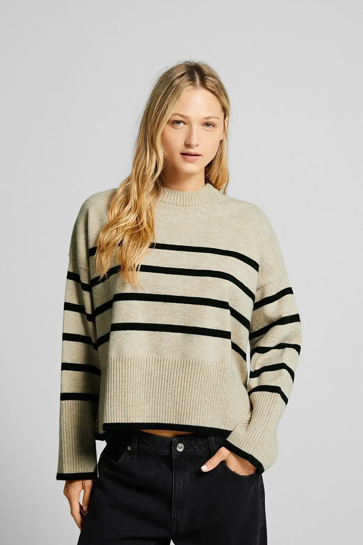 Bershka Dik yaka fitilli kazak