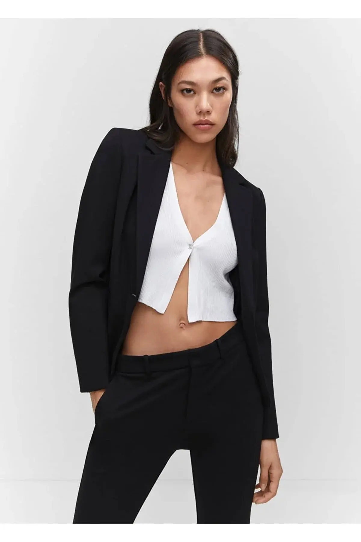 Mango Roma dokuma düz pantolon