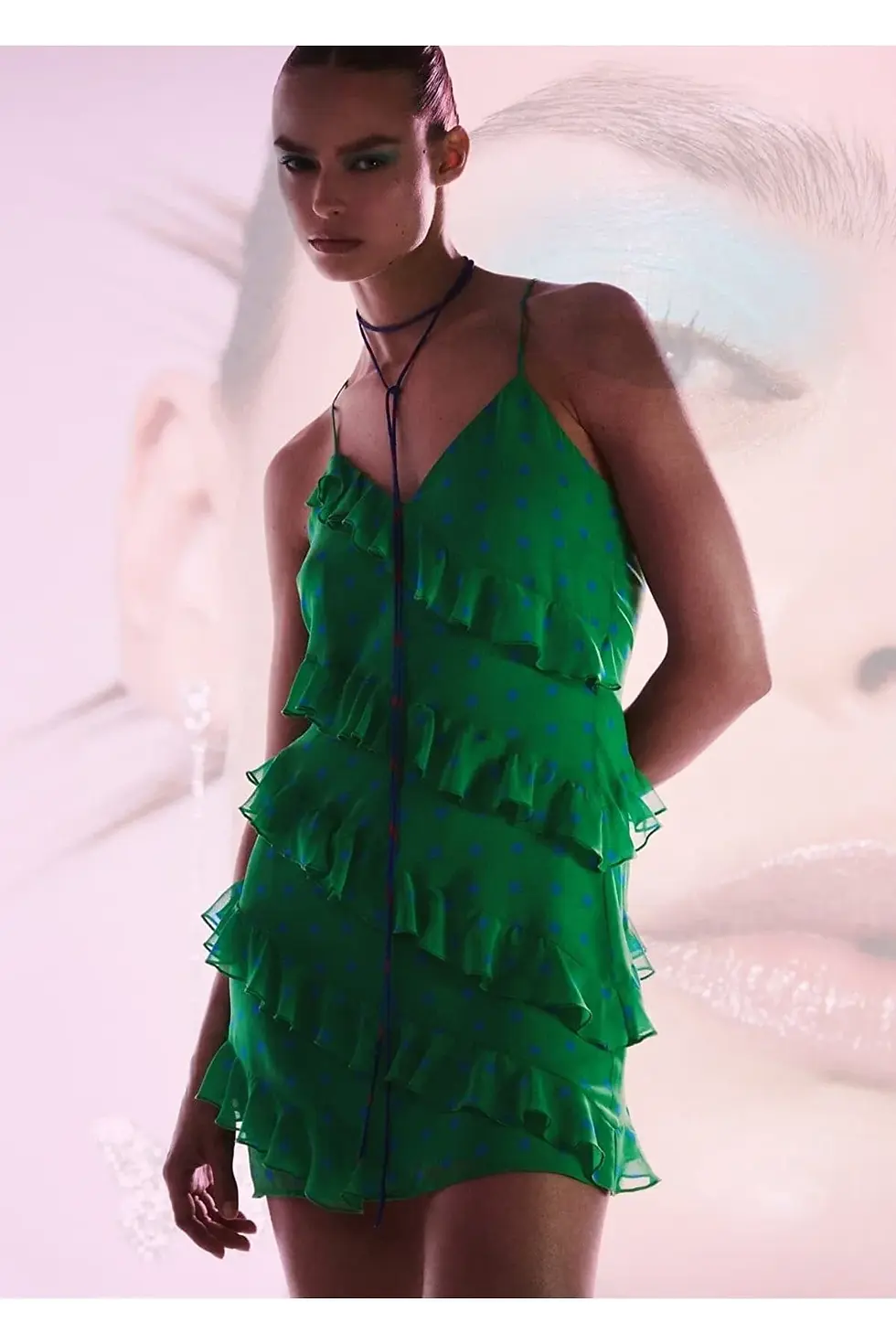 Миниатюра: Mango Puantiyeli Fırfırlı Elbise