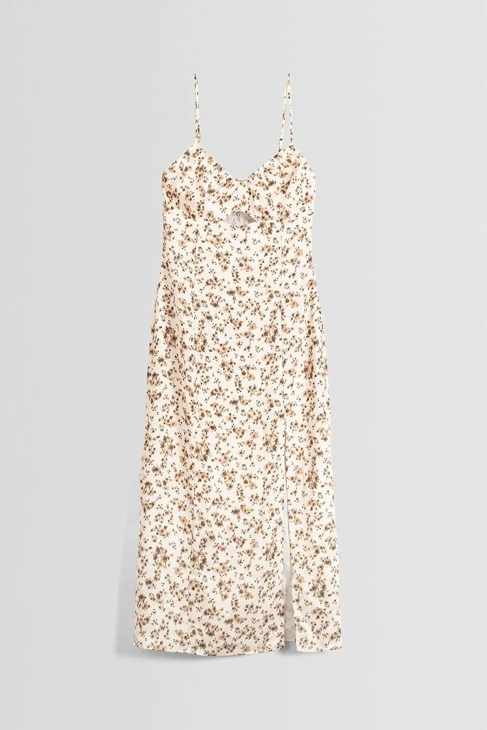 Thumbnail: Bershka Pencere detaylı saten askılı midi elbise