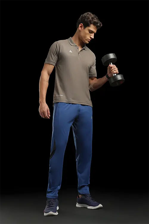 Men Spandex Relaxed Fit Gym 50 Lower Airforce Blue C-T50