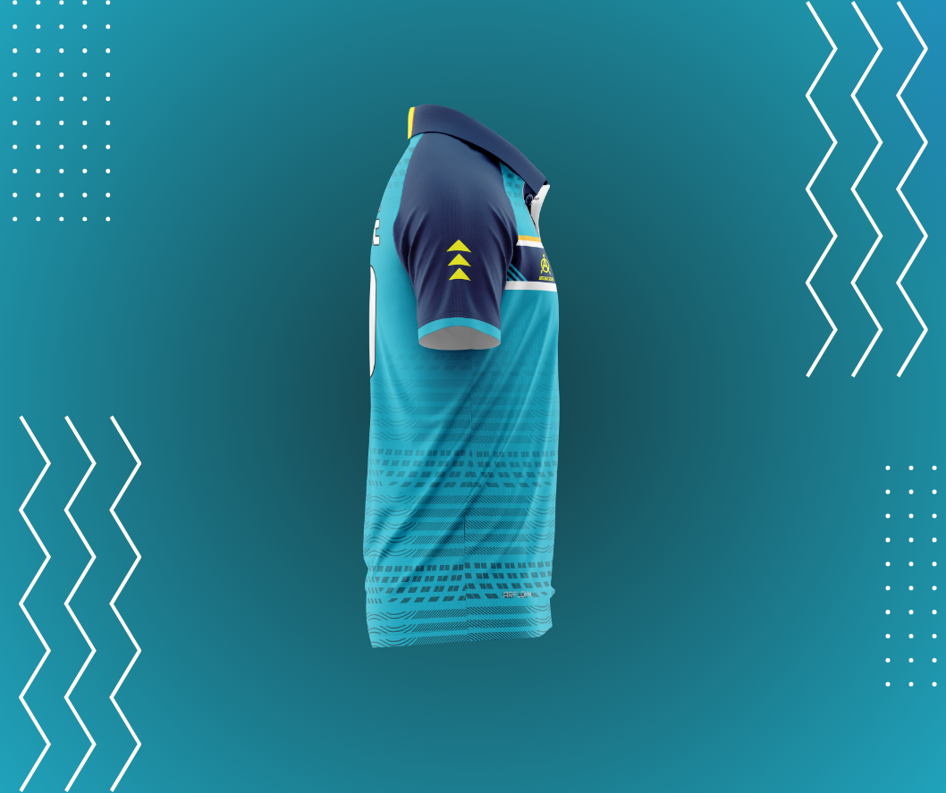 Stylish teal and navy blue sports polo shirt